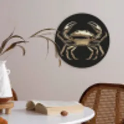 Goud - Krab - Dieren - Zwart Akoestische PET Vilt - Rond klein -sfeer3