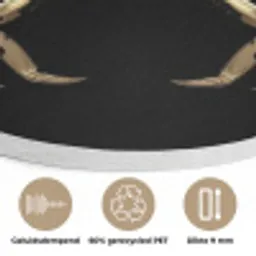Goud - Krab - Dieren - Zwart Akoestische PET Vilt - Rond klein -closeup_NL