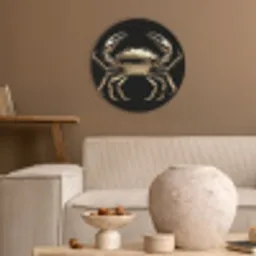 Goud - Krab - Dieren - Zwart Akoestische PET Vilt - Rond klein -sfeer1