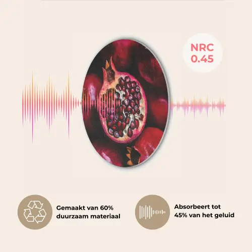 Granaatappel - Rood - Fruit Akoestische PET Vilt - Rond klein -USP_NL