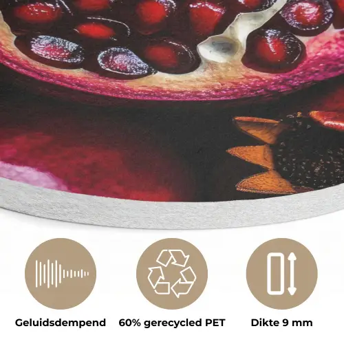 Granaatappel - Rood - Fruit Akoestische PET Vilt - Rond klein -closeup_NL