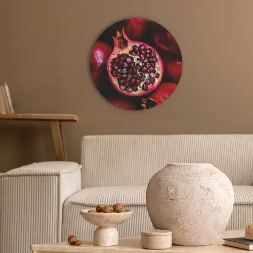 Granaatappel - Rood - Fruit Akoestische PET Vilt - Rond klein -sfeer1