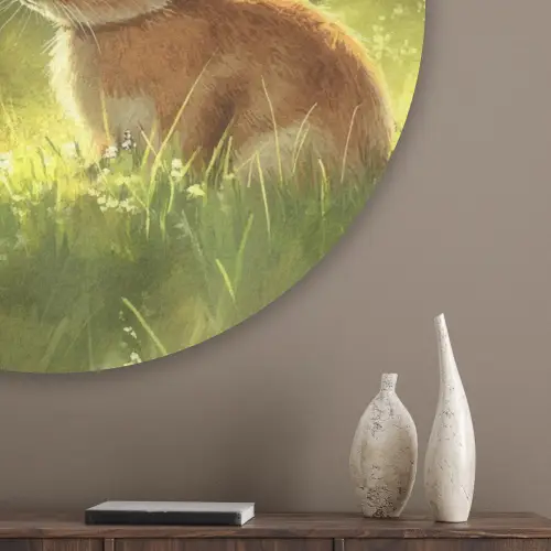 Konijn - Zonlicht - Bos Akoestische PET Vilt - Rond klein -sfeer5_closeup