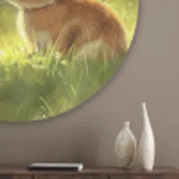 Konijn - Zonlicht - Bos Akoestische PET Vilt - Rond klein -sfeer5_closeup