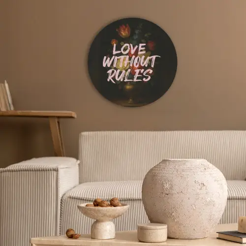 Liefde - Modern - Bloemen Akoestische PET Vilt - Rond klein -sfeer1