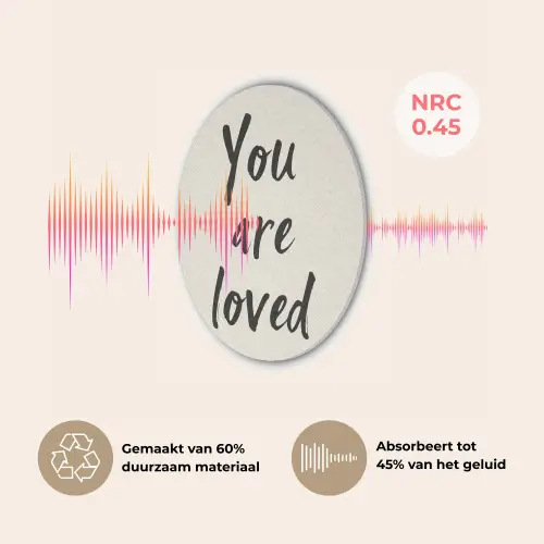 Minimalistisch - Beige - Love Akoestische PET Vilt - Rond klein -USP_NL