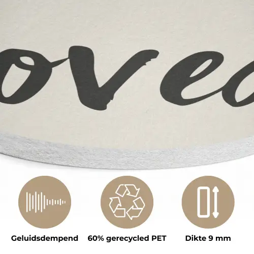 Minimalistisch - Beige - Love Akoestische PET Vilt - Rond klein -closeup_NL