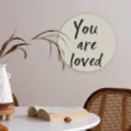 Minimalistisch - Beige - Love Akoestische PET Vilt - Rond klein -sfeer3