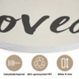 Minimalistisch - Beige - Love Akoestische PET Vilt - Rond klein -closeup_NL