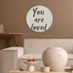 Minimalistisch - Beige - Love Akoestische PET Vilt - Rond klein -sfeer1