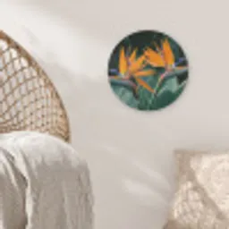 Paradijsvogel - Bloem - Exotisch Akoestische PET Vilt - Rond klein -sfeer4