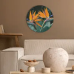 Paradijsvogel - Bloem - Exotisch Akoestische PET Vilt - Rond klein -sfeer1