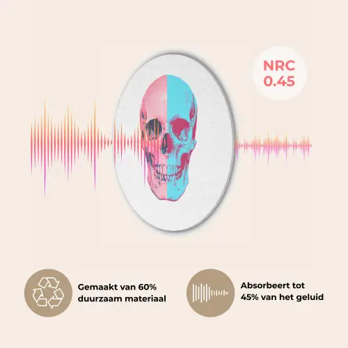 Schedel - Grafisch - Roze - Verdeeld Akoestische PET Vilt - Rond klein -USP_NL