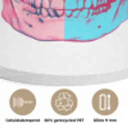 Schedel - Grafisch - Roze - Verdeeld Akoestische PET Vilt - Rond klein -closeup_NL