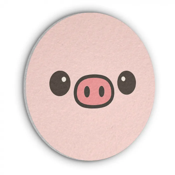 Varken - Roze - Minimalistisch Akoestische PET Vilt - Rond klein -3d
