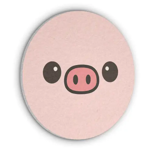 Varken - Roze - Minimalistisch Akoestische PET Vilt - Rond klein -3d