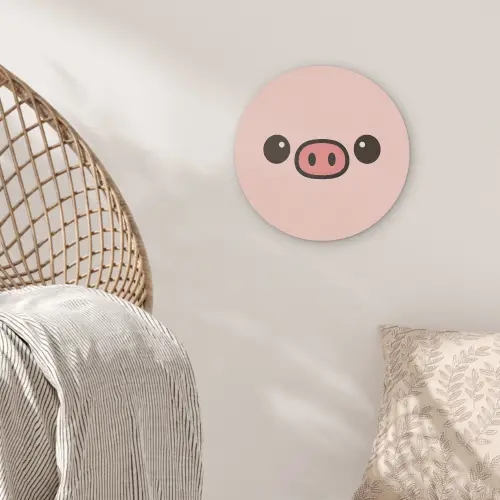 Varken - Roze - Minimalistisch Akoestische PET Vilt - Rond klein -sfeer4