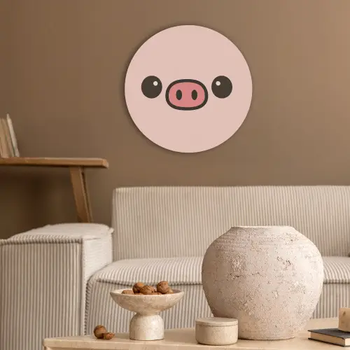 Varken - Roze - Minimalistisch Akoestische PET Vilt - Rond klein -sfeer1