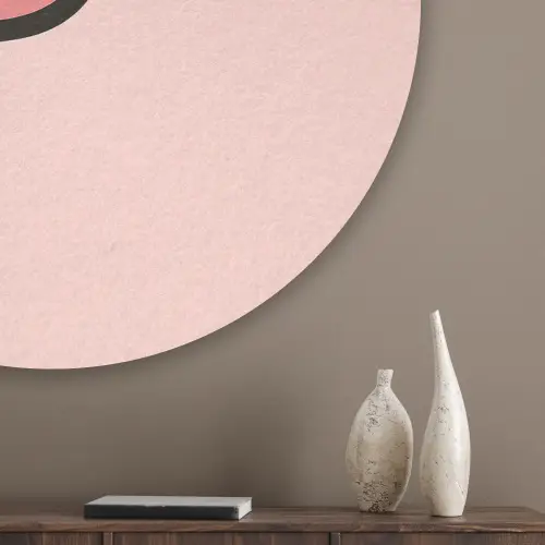 Varken - Roze - Minimalistisch Akoestische PET Vilt - Rond klein -sfeer5_closeup