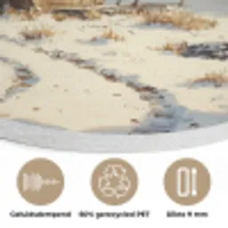 Winter - Sneeuw - Huis - Natuur Akoestische PET Vilt - Rond klein -closeup_NL