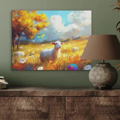 Schaap - Weide - Bloemen PET vilt klein -sfeer2