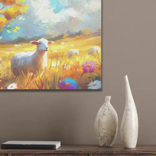 Schaap - Weide - Bloemen PET vilt klein -sfeer6_closeup