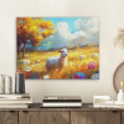 Schaap - Weide - Bloemen PET vilt klein -sfeer1