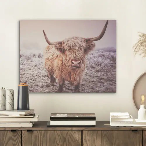 Schotse hooglanders - Licht - Lucht - Natuur PET vilt klein -sfeer1