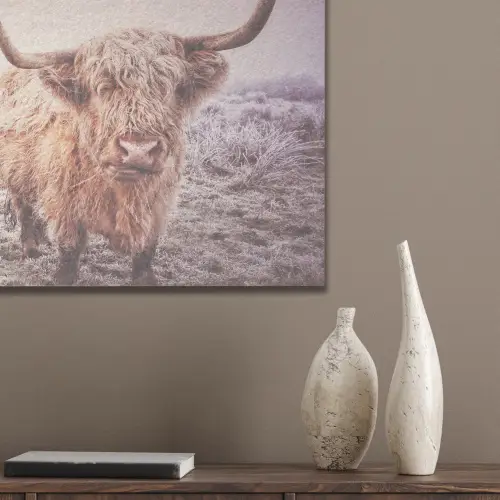 Schotse hooglanders - Licht - Lucht - Natuur PET vilt klein -sfeer6_closeup
