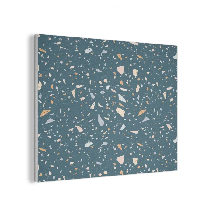 Terrazzo - Patroon - Kleurrijk - Diep blauw PET vilt klein 837 -3d