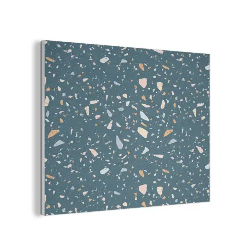 Terrazzo - Patroon - Kleurrijk - Diep blauw PET vilt klein 837 -3d
