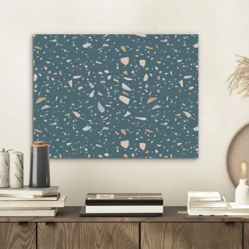 Terrazzo - Patroon - Kleurrijk - Diep blauw PET vilt klein 837 -sfeer1
