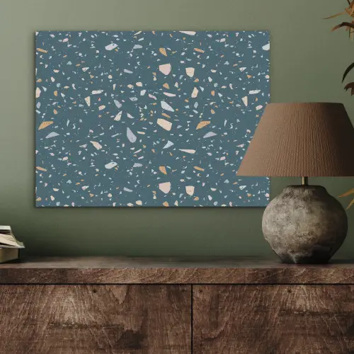 Terrazzo - Patroon - Kleurrijk - Diep blauw PET vilt klein 837 -sfeer2