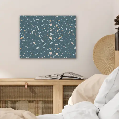 Terrazzo - Patroon - Kleurrijk - Diep blauw PET vilt klein 837 -sfeer3