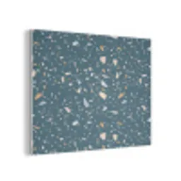 Terrazzo -  Patroon - Kleurrijk - Diep blauw PET vilt klein 837 -3d