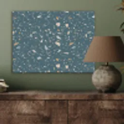 Terrazzo -  Patroon - Kleurrijk - Diep blauw PET vilt klein 837 -sfeer2