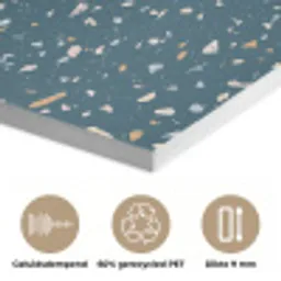 Terrazzo -  Patroon - Kleurrijk - Diep blauw PET vilt klein 837 -closeup_NL