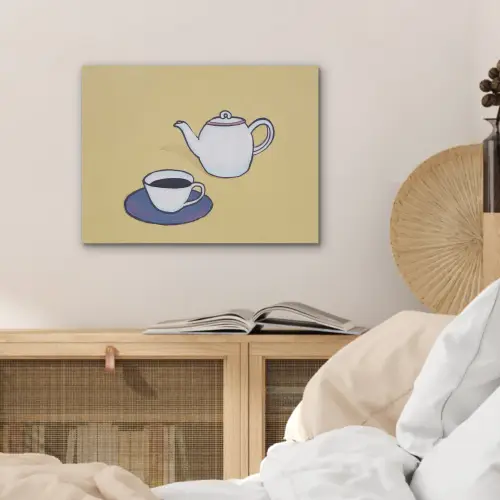 Theepot - Kopje - Beige - Illustratie PET vilt klein -sfeer3