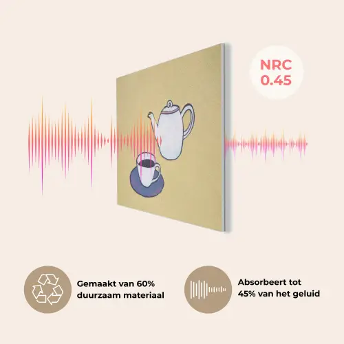 Theepot - Kopje - Beige - Illustratie PET vilt klein -USP_NL