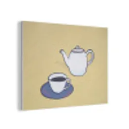 Theepot - Kopje - Beige - Illustratie PET vilt klein -3d