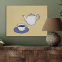 Theepot - Kopje - Beige - Illustratie PET vilt klein -sfeer2