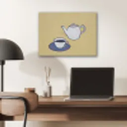 Theepot - Kopje - Beige - Illustratie PET vilt klein -sfeer5