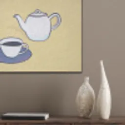 Theepot - Kopje - Beige - Illustratie PET vilt klein -sfeer6_closeup