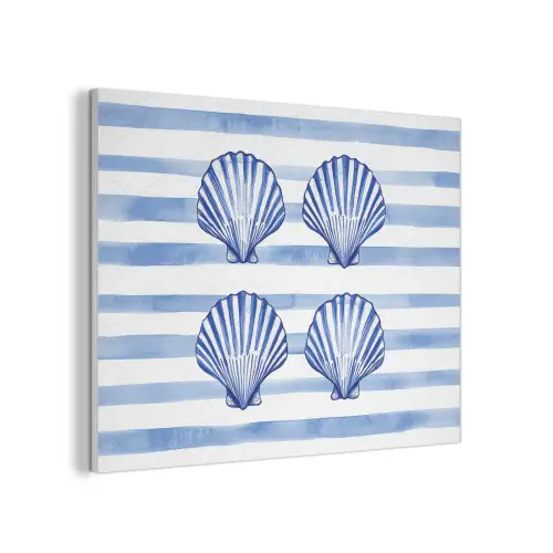 Vier schelpen - Blauw - Wit - Strepen PET vilt klein -3d