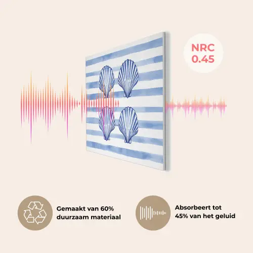 Vier schelpen - Blauw - Wit - Strepen PET vilt klein -USP_NL