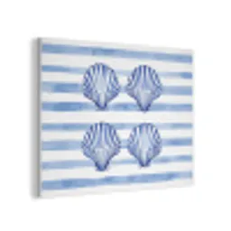 Vier schelpen - Blauw - Wit - Strepen PET vilt klein -3d