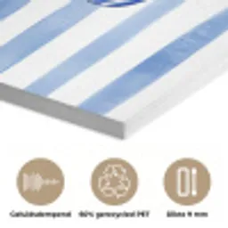 Vier schelpen - Blauw - Wit - Strepen PET vilt klein -closeup_NL