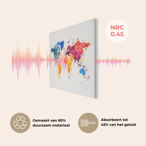 Wereldkaart - Graffiti - Kleurrijk PET vilt klein -USP_NL
