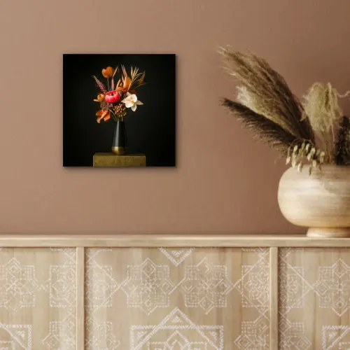 Boeket - Oranje - Gouden - vaas aluminium wit klein -sfeer4