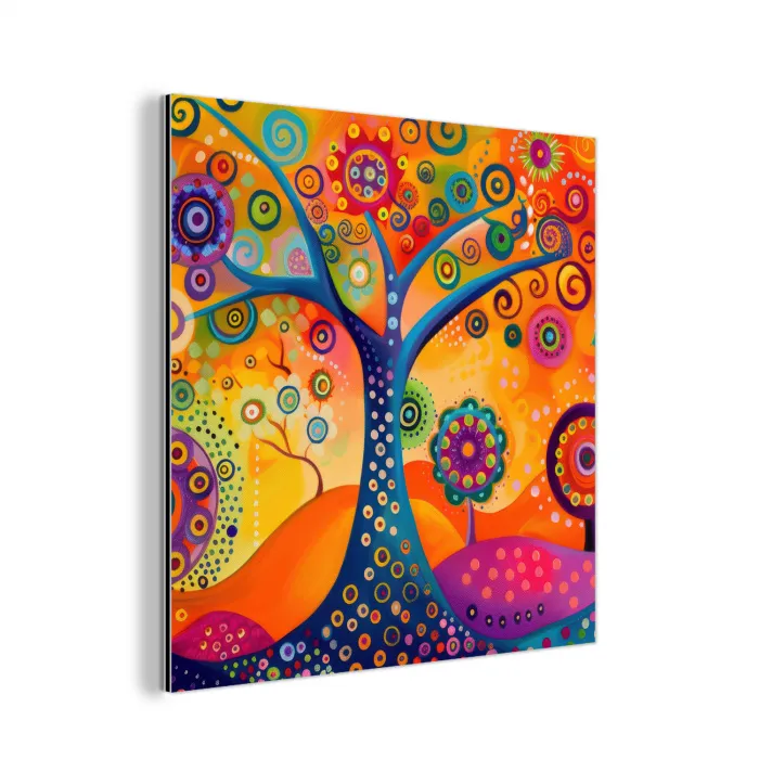 Boom - Levensboom - Abstract - Kleurrijk aluminium wit klein -3d